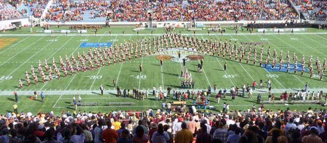 The Bethune-Cookman Wildcats Marching Band take the field to perform at the opening of the 2012 Florida Classic prior to kickoff.