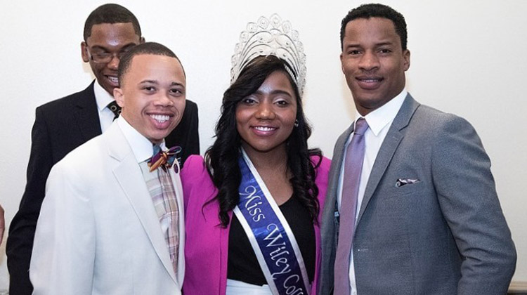 Nate Parker is pictured with Wiley College SGA president Kenneth Crawford and Miss Wiley, Shammia Williams, at the Founders Observance Student Leadership Prayer Breakfast on Thursday, March 17, 2016.