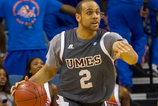 Graduation Success Rate: University of Maryland Eastern Shore’s (UMES) basketball student-athlete Ishaq Pitt on the court during a game against Savannah State University (2012-2013).