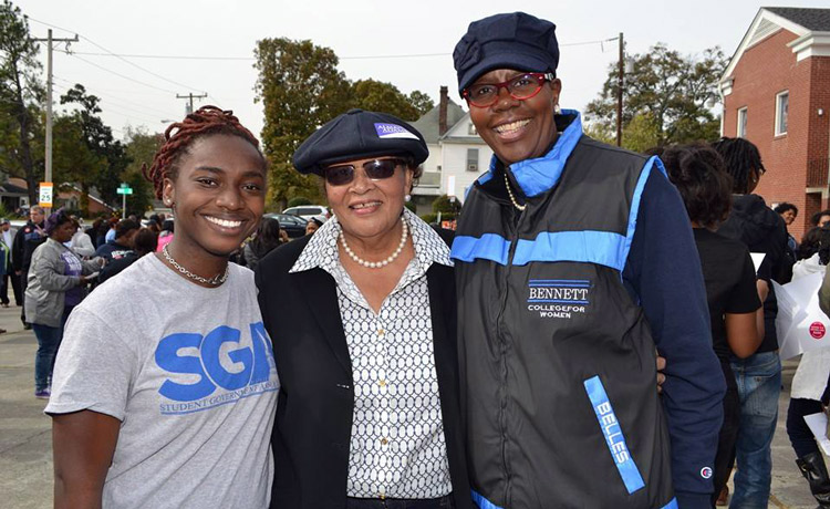 Student Government Association President Alexis Anderson, Retired Bennett College Professor and Congresswoman Alma Adams and President Rosalind Fuse-Hall participated in the “March to the Polls.”