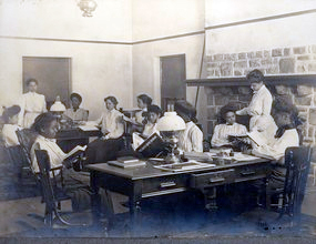 Cheyney University Emlen Hall reading room, early 1900s.