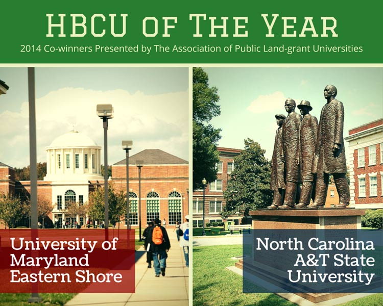 The Association of Public Land-grant Universities named University of Maryland Eastern Shore and North Carolina A&T State University co-winners of its "1890 University of the Year" award.