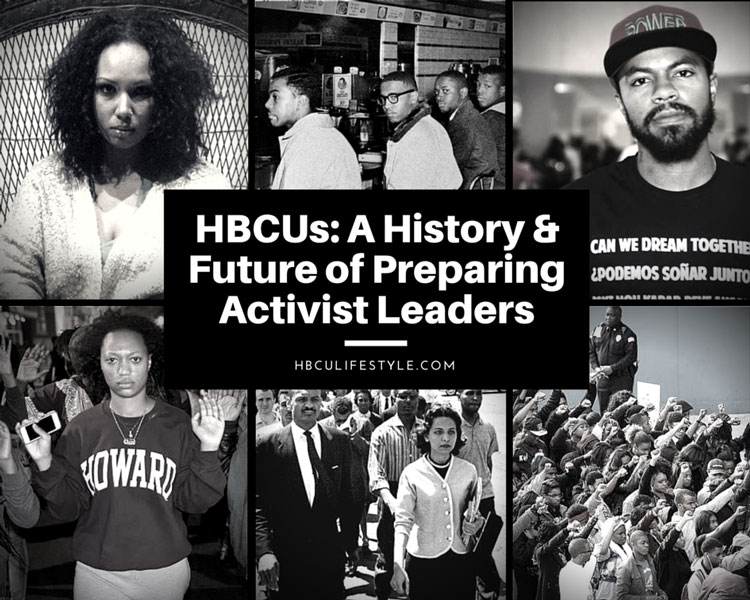 Black and white images of HBCU activists both past and present.