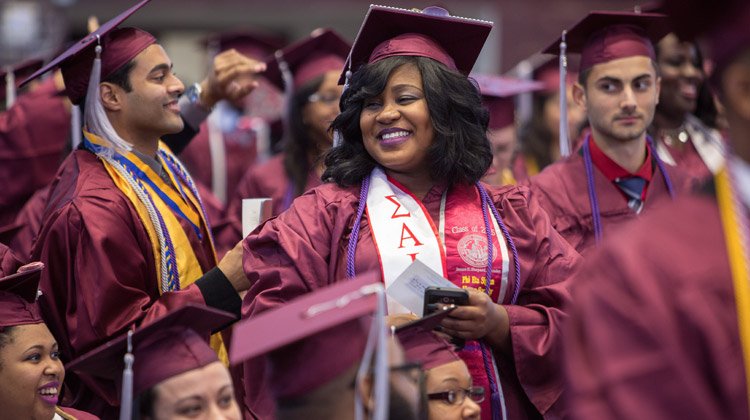 Improving graduation rates for Black and Latino students: NCCU graduating Class of 2015 pictured.