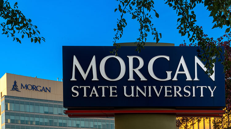 Morgan State University campus signage.